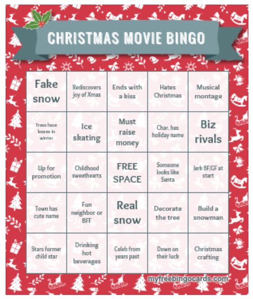 10 cards - all different 3 styles to choose from LARGE PRINT Hallmark Christmas Movie Bingo Dry Erase Cards!