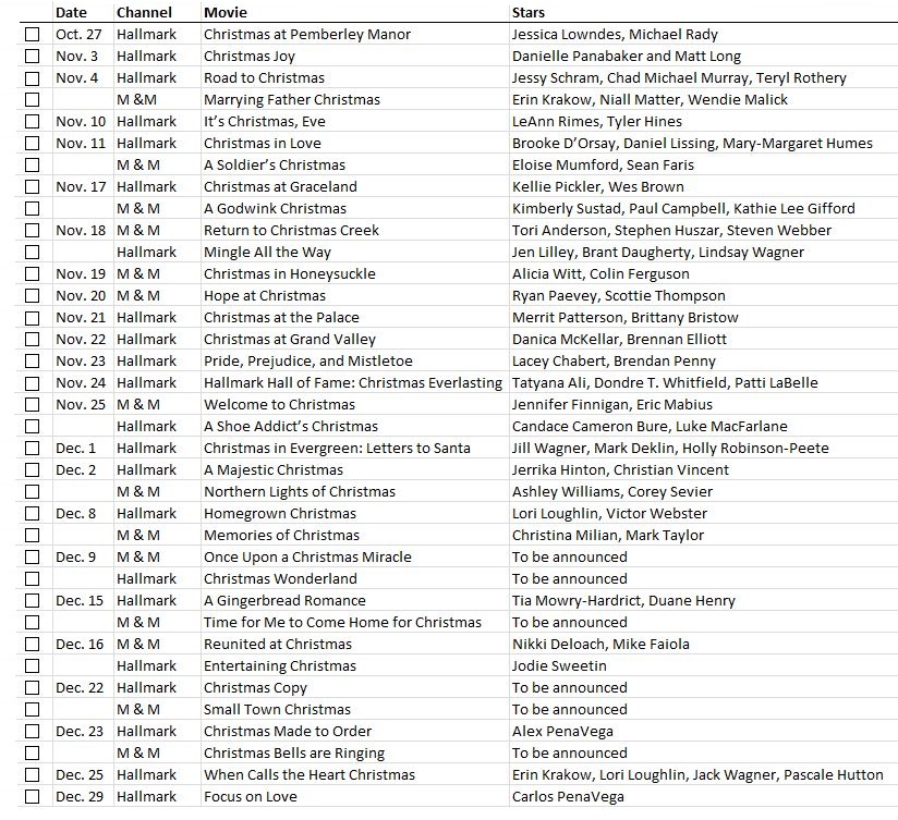 Hallmark movies 2025 & more schedule