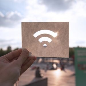 The,Wi-fi,Wireless,Network,Sign,Against,The,Blue,Sky.,The